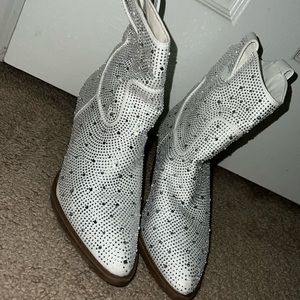 NEW Forever White Rhinestone Western Boots